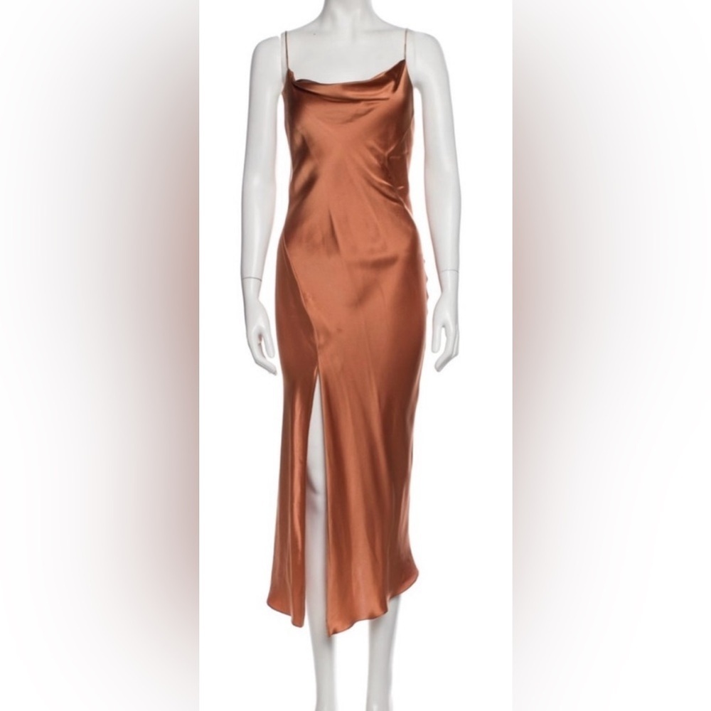 SOLD OUT KES Juno Silk Slip Dress Walnut Brown NWT M - Picture 2 of 12